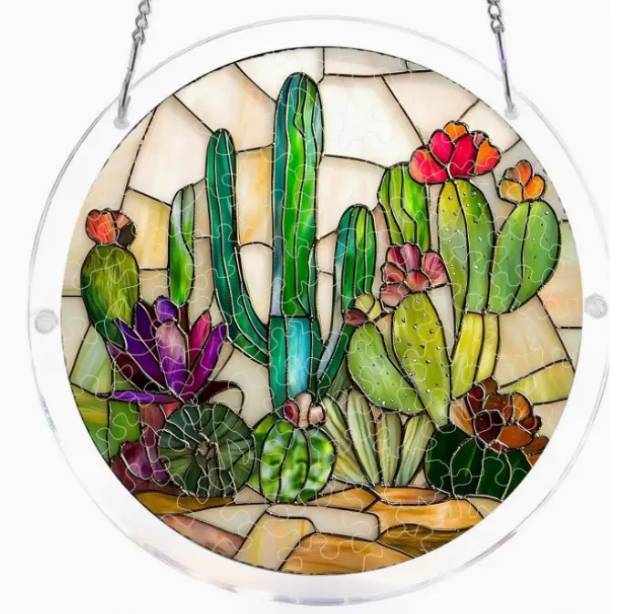 Acrylic Puzzle Suncatcher Kit in Stained Glass Style, 83-Piece 9.8in DIY Craft for Adults, Handmade Wall Decor with Light & Shadow Effect, Mother's Day Gift, Hanging Room Decor, Home Decorative Ornament, Interior Decoration Accessories
