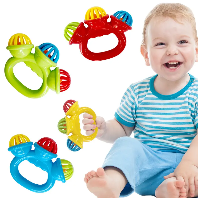 2 Pieces Baby Rattle Toy Set, Baby Grip Rattles, Easy Grip Sensory Rattles, Baby Development Learning Musical Toys, Newborn Shower Birthday Gift 1 2 3 4 5 6 7 9 10 12 Months Boys Girls