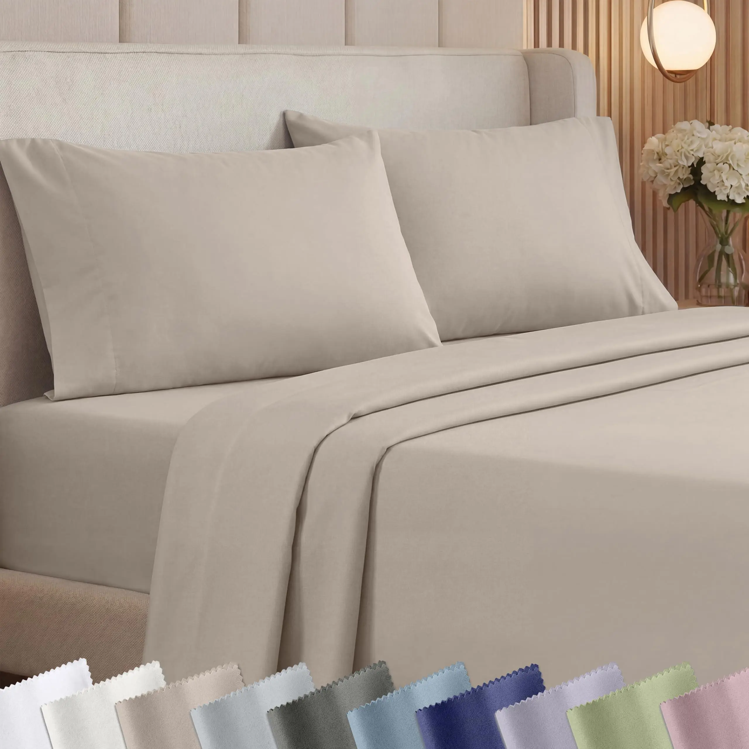 Luxury 1000 Thread Count Bed Sheets Set - 100% Cotton Sateen - Soft, Thick & Deep Pocket