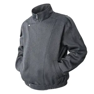 Motorcycle jacket men's spring and autumn new multi-spliced niche design double-layer collar jacket, spliced wavy texture double-layer collar motorcycle jacket, fake two woolen jackets, loose and versatile trendy men's tops, suitable for daily and outdoor