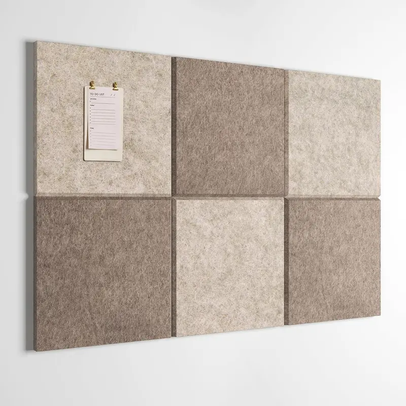 Orelle Checkered Felt Wall Tiles | Peel and Stick Felt Bulletin Board Tiles for Wall | Alternative Cork Board for Office, Memo Board, Kids Art Display | 6 Pack | 36 x 24” | Beige & Mocha