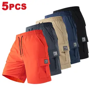 Men’s 5-Pack Cargo Shorts, Summer Trendy Casual Shorts, Multi-Pocket Design, Durable Fabric, Anti-Pilling, Wear-Resistant, Tear-Resistant, Comfortable and Breathable, Stylish and Versatile, Suitable for Outdoor Leisure