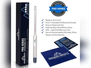 American-Made Specific Gravity Hydrometer Alcohol Tester Pro Series Brewing ABV Testing Triple Scale