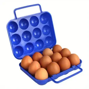 1 Heavy Duty Folding Egg Carton Portable 12 Compartment Egg Storage Box Camping Picnic Farm Use Durable Egg Tray Organizer