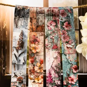 Floral Theme Pet Tape Roll, Adhesive Strips, Decorative Stationery Accessory, Art, Ideal for Scrapbooking, Scrapbook Materials, Journaling Crafts & Crafting, Single Pack
