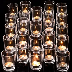 24Pcs Clear Votive Candle Holders- Clear Tea Lights Candle Holder, Glass Candle Holders Bulk for Wedding Centerpieces, Party Decor & Table Centerpiece