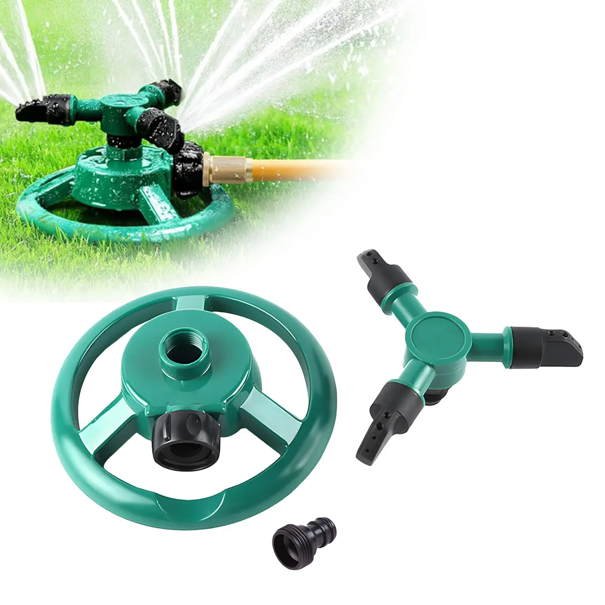 Automatic 360 Degree Rotating Lawn Sprinkler, 3 Nozzle Irrigation System, Garden Sprinkler, Water Sprinkler for Yard & Lawn