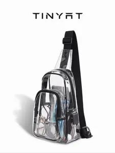 Clear Chest Bag with USB & Type-C Charging Port, Lightweight Transparent Sling Bag, Multi-functional Chest Bag for Sports, Concerts, Travel, Stadium Events and Party