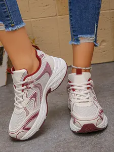 Women's Dad Shoes Spring Autumn New Season Large Size Retro Colorblock Casual Sports Shoes Round Toe Sneaker Breathable Height Increasing Comfortable