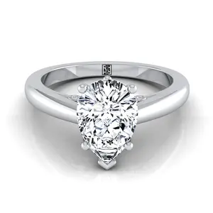 The Rio Solitaire Engagement Ring Setting for Pear Diamonds in Platinum