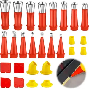 Stainless Steel Glue-Nozzle, 20pcs/set Integrated Detachable Base Structure Glue Gun-Nozzle, Sealing Glue Glass Glue Head, Grouting Tool Hardware Home