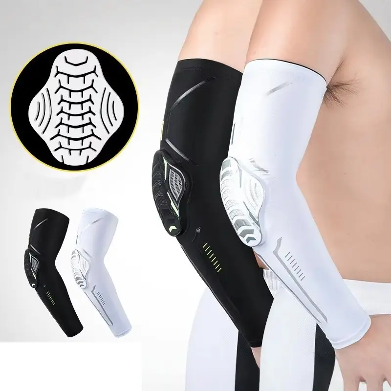 Honeycomb Elbow Pads (1 Pair), Crash-Proof Compression Arm Sleeves, Protective Gear to Support and Stabilize for Basketball, Football & Cycling