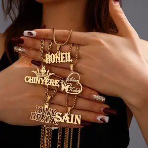 FF0049 New Store Opening||Custom Hip Hop Name Necklace| Gothic Font & Crown Personalized Pendant|Ideal for birthdays, graduations, or cultural celebrations-each font style reflects a unique personality.