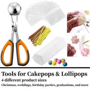 Lollipop Cake Pop Treat Bag Kit, Including 100Pcs Cake Pop Sticks, 100Pcs Parcel Bags, 100Pcs Twist Ties and 1 Cake Pop Mold, Cake Pop Maker Tools for Lollipops, Candies, Chocolates, Cookies Sports & Outdoor, Baking Supplies outdoorfun