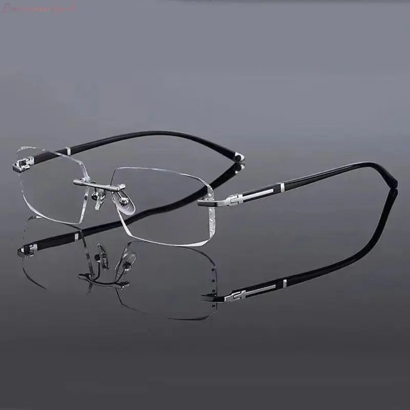 Unisex Vintage Rimless Edge-Cut Blue Light Eyewear - Stylish, Lightweight Flexible Frame, All-Day Wearable, Ideal for Office Computer Use, Reading, Blue Light Glasses