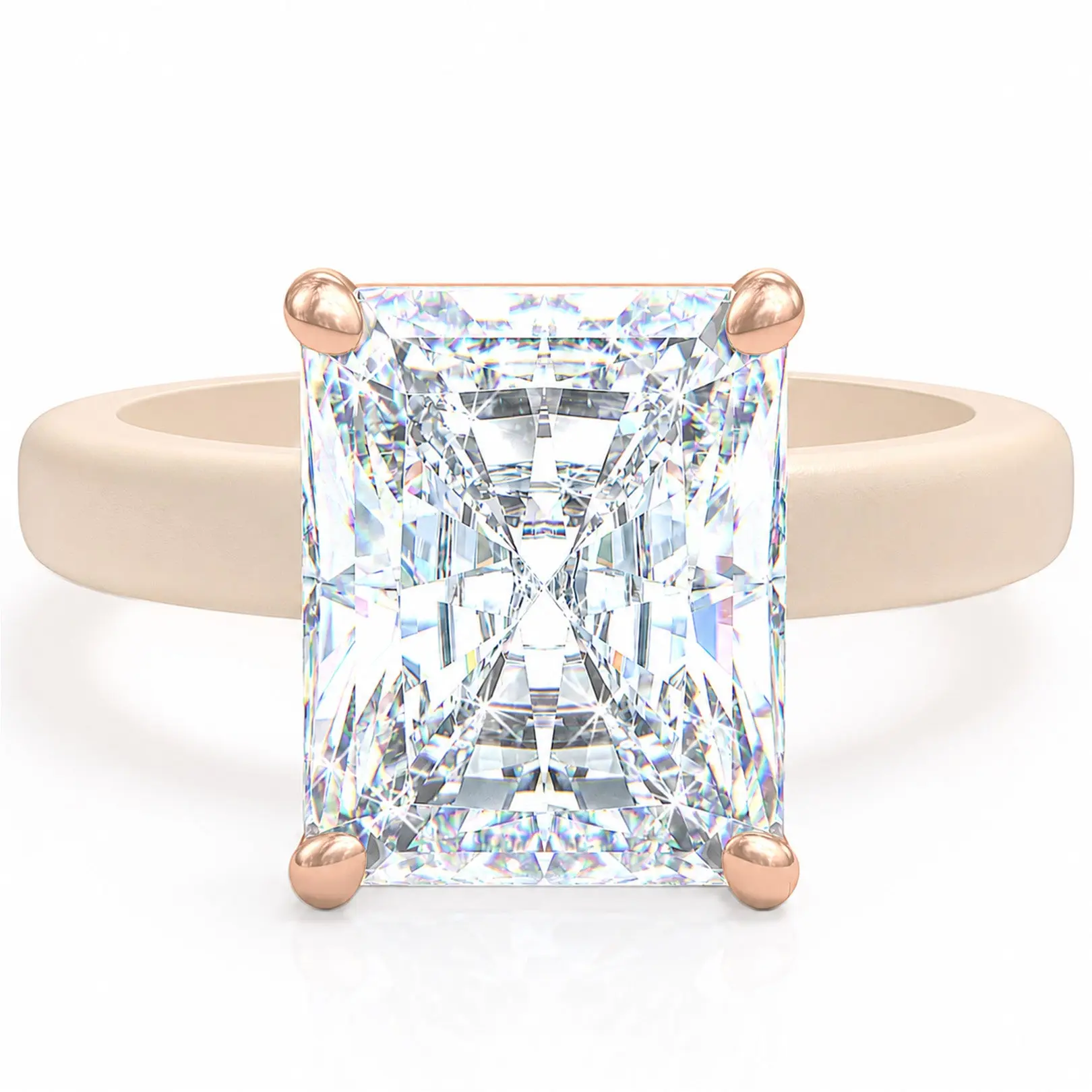 Rinfit GlowStone Cubic Zirconia Ring for Women, 10x8mm Emerald Cut Stone on a Thin Flexible Silicone Band for Active Daily Wear, Emerald Rings, Cubic Zirconia Rings
