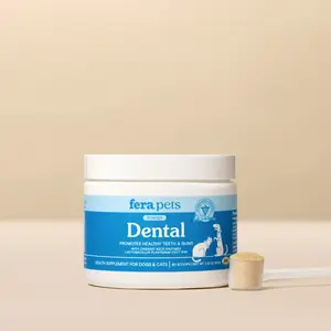 Fera Pets Dental Support Powder for Dogs & Cats – Vet‑Formulated Oral Health Blend with Postbiotics, Enzymes & Botanicals