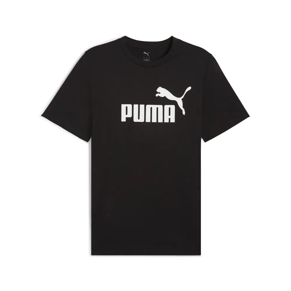 PUMA Mens Essentials Logo Crew Neck Short Sleeve Casual Tops Casual - Black
