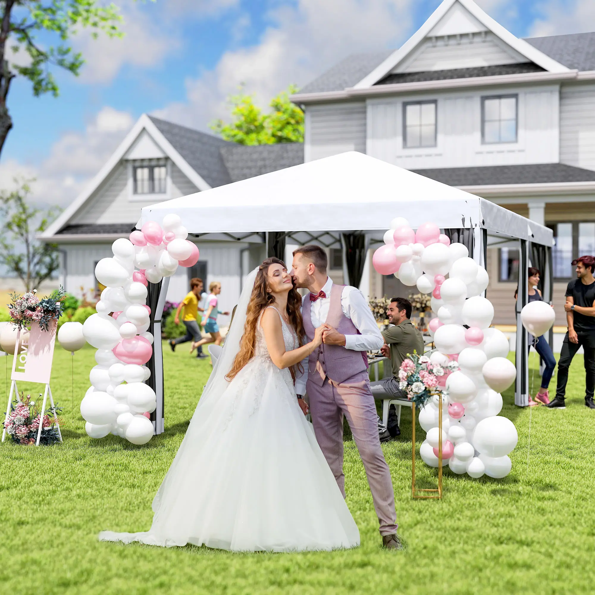 Outsunny 10' x 10'/10' x 20' Pop Up Canopy Tent with Netting, Heavy Duty Party Tent, Large Tents for Parties with Carry Bag for Outdoor, Garden, Patio Outsunny 10' x 10'/10' x 20' Pop Up Canopy Tent with Netting, Heavy Duty Party Tent, Large Tents for Parties with Carry Bag for Outdoor, Garden, Patio