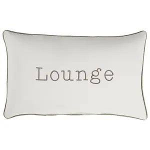 Sunbrella Lumbar Embroidered Pillow - "Lounge"