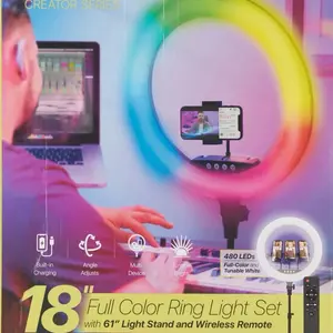 Aro de luz LED grande para cámaras y teléfonos, ideal para fotografía y vídeo nocturno - Tripod con luz LED grande