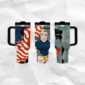 The Boys Homelander Insulated Stainless Steel Vacuum Flask - Leakproof Water Bottle with Lid, 24H Hot-Cold Retention, Portable Gothic Minimal Design Travel Mug, Insulation Gift for Him