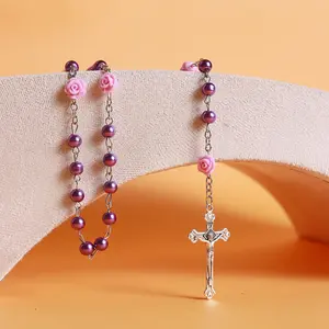 Rosary Beads Catholic Bulk for Women Men, Rose Our Father Beads with Jesus Christ Crucifix Cross First Communion Confirmation Gifts