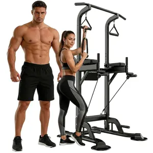 Power Tower Pull Up Bar Dip Station for Home Gym Adjustable Height Strength Training Workout Equipment dealsforyoudays Exercise Machine