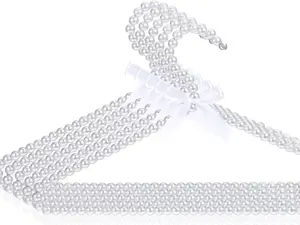 5 Pcs Pearl Beaded Clothes Hangers Large Metal Clothing Hangers Engagement Design Mini Pearl Beads Storage Organizer for Women Wedding Bridesmaid Hanger Durable