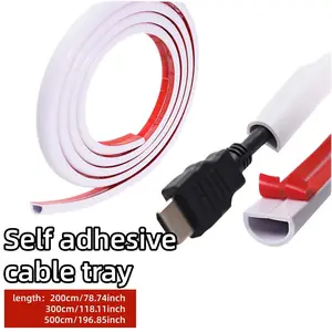 1 Roll 2-meter/3-meter/5-meter Self-adhesive Cable Protector, Concealed Self-adhesive Cable Tray, PVC Flexible Wire Manager, Easy To Install, Suitable for Desktops, Walls, and Floors