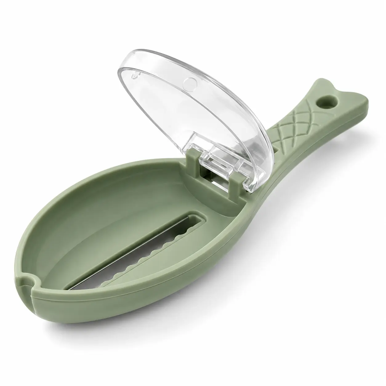Fish Scale Remover Tool with Splash-Proof Cover, Handheld Fish Scaler with Serrated Edge & Easy-Clean Design, Kitchen Fish Cleaning Scraper for Seafood Prep, Green/Beige/Blue