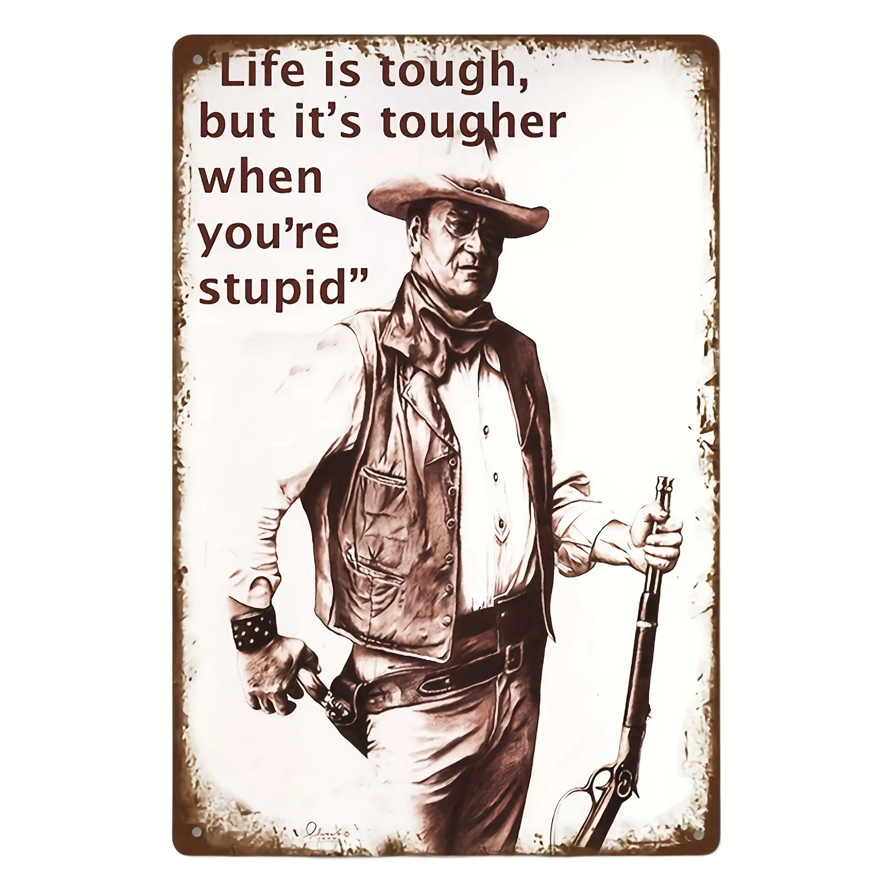Western Cowboy Metal Wall Plaque |   12x8 Inch Water & Dust Resistant Iron Art |   Legendary Cowboy Poster Design for Home, Bar & Ranch Decor |   Vintage Style with Pre-Drilled Holes, Ready-to-Hang