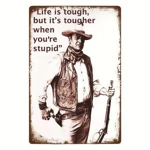 Western Cowboy Metal Wall Plaque |   12x8 Inch Water & Dust Resistant Iron Art |   Legendary Cowboy Poster Design for Home, Bar & Ranch Decor |   Vintage Style with Pre-Drilled Holes, Ready-to-Hang