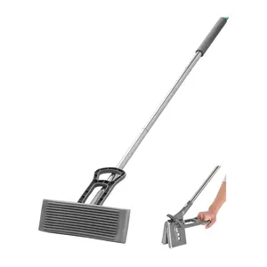 fathersdaygift VEVOR Sponge Mop, High-Density PU Sponge Mop with 1 Pcs Sponge Mop Replacement, Easy to Squeeze Sponge Mop with Hook Loop for Head Change, Fit for Various Floors Cleaning