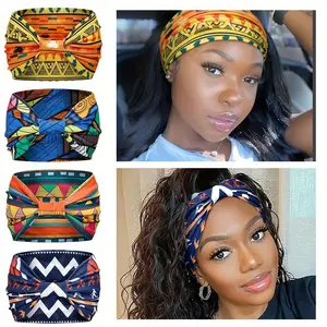 4-Pack Bohemian Style Elastic Headbands, Wide Breathable Yoga Running Hair Bands, Soft Knit Printed Hair Ties, Fashionable Knots for Women, Anniversary Day Accessory Set