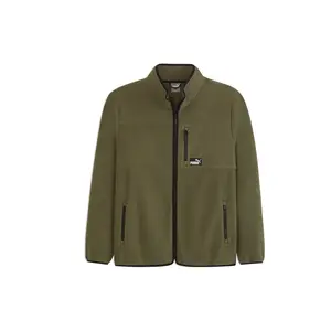 PUMA Mens Polar Fleece Color Blocked Jacket Athletic Outerwear Casual - Green