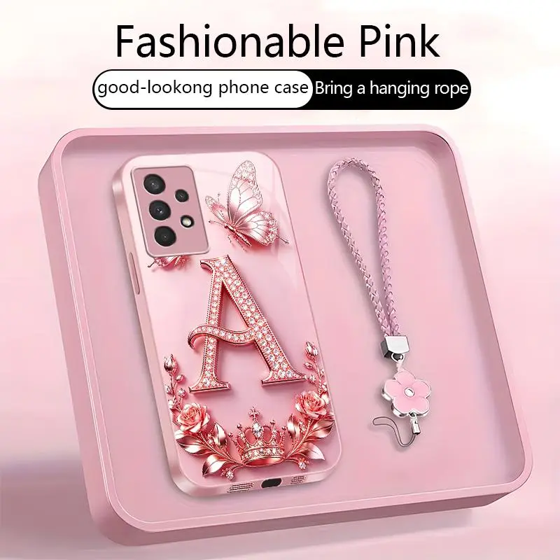 Suitable for [Galaxy A32 5g ] High-end, stylish letter-patterned phone case, 2D printed pattern, not 3D,full-coverage protection, free lanyard included,Purchase now and enjoy free shipping immediately！YM99