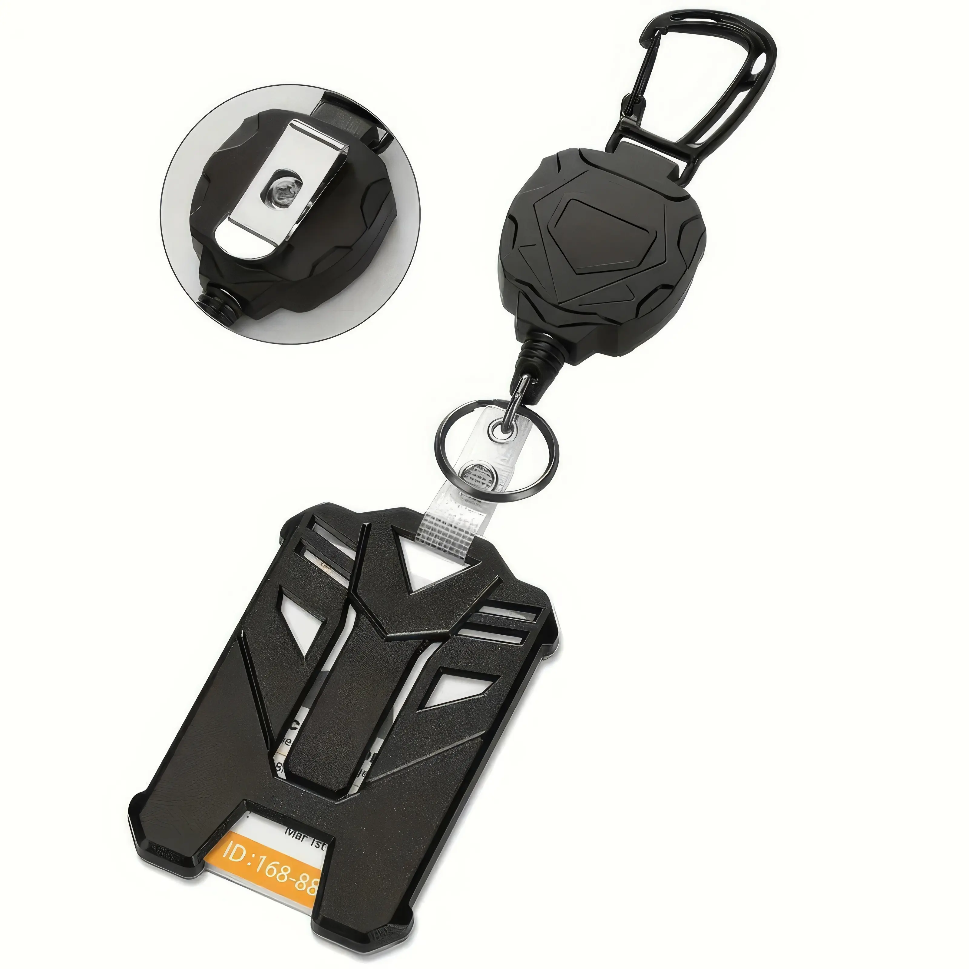 Black 1-Piece Retractable ID Badge Holder Keychain - Compact Accessory with Secure Clip, Retractable Cord for Easy ID Display (Home Supplies, Party Bags & Gifts), Id Badge Holders Retractable