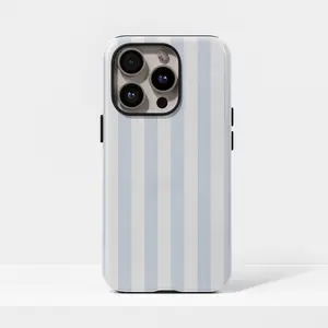 Blue and white striped case with line pattern with iPhone 17, 16, 15, 14, 13, 12, 11, Pro Max Plus,  Galaxy S23, S22, S21, S20 Ultra.