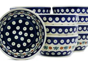 Polish Pottery Set of 12 Bowls 5" Mosquito