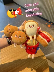 Cute Burger French Fries Plush Toy Keychain, Perfect for Handbags, Wallets, Backpacks, Best Gift for Girls & Couples