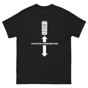 White monster t-shirt, fun summer t-shirts, funny summer t-shirt white monster Graphic Tee Streetwear Black Menswear