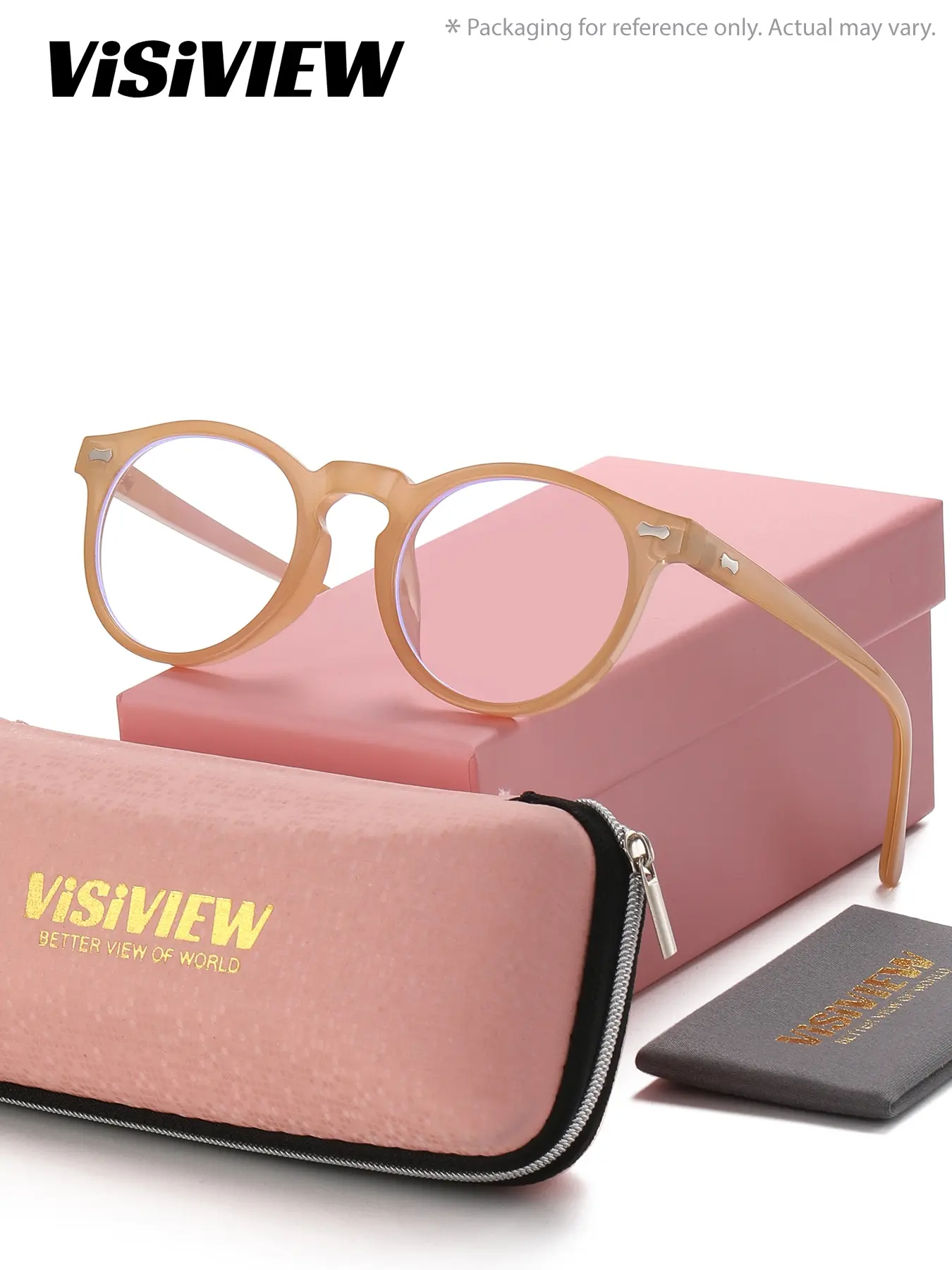 VISIVIEW Unisex Classic Modern Full Frame Plano Glasses Water Activity Round Frame Anti-Blue Light Plano Glasses Stylish Protective Glasses