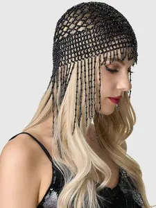 1 piece - 1920s beaded wedding headwear, belly dance hat, Cleopatra style with exotic charm, suitable for theme parties and role-playing accessories