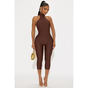 Veda Form Double Lined Jumpsuit - Chocolate