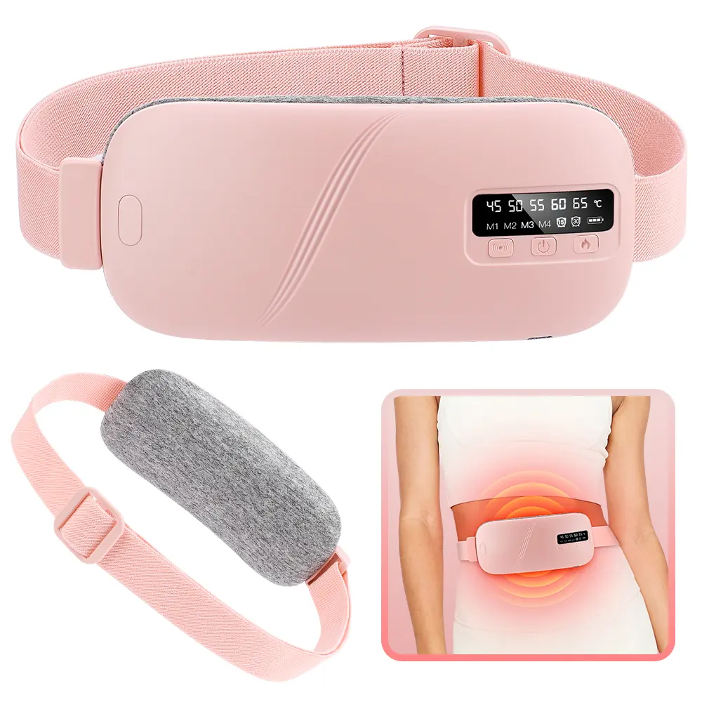 Cordless Smart Menstrual Heating Pad Belt for Menstrual Cramps - Portable Heating Pad, Electric Waist Massager with 5 Heat Levels, 4 Vibrating Abdominal Modes, Long-Lasting Heat Therapy, Smart Timer & Temperature Settings