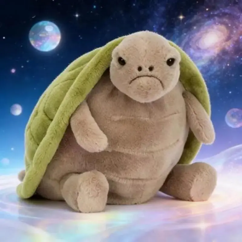 Soft Plush Turtle Cat Toy - Fluffy Look, Cute Charm, Bedtime Cuddle Companion, Stress Relief Toy, Ideal Birthday Gift for Tots, Turtle Shape