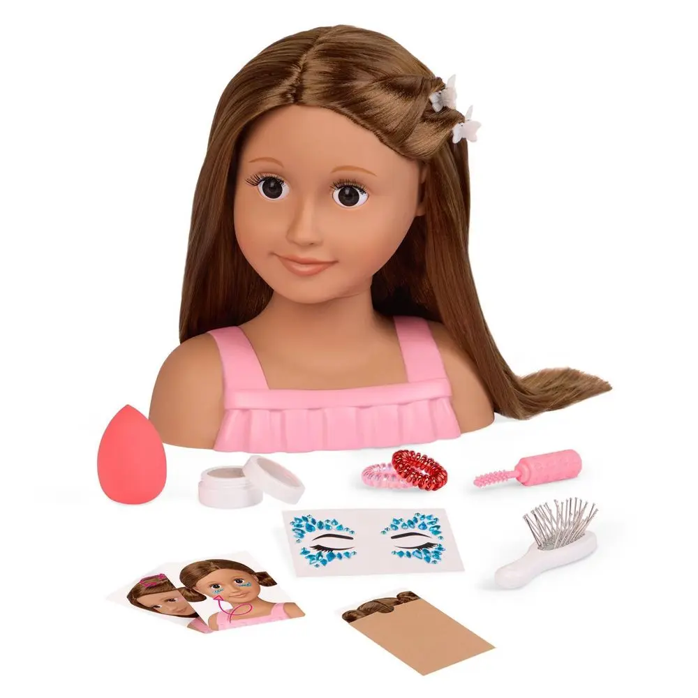 Our Generation Talia Fab & Fun Styling Head Doll w/ Accessories Long Brown Hair Our Generation Talia Fab & Fun Styling Head Doll w/ Accessories Long Brown Hair