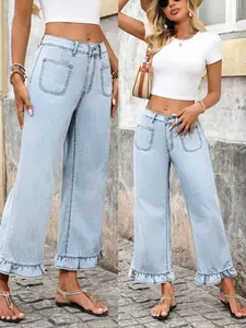 Women's New Season Sexy Loose Elegant Casual Street Denim Wide Leg Pants, Versatile Commuter Wear, Youth Y2K Style