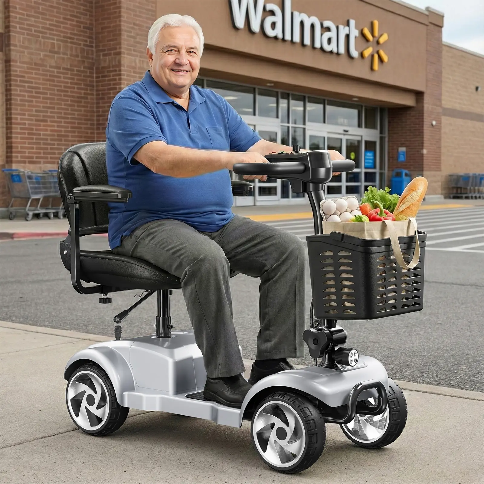 SwiftEco Mobility Scooter - Heavy Duty 4-Wheel Foldable Electric Travel Scooter for Adults & Elderly with 9" Tires, 330 lb Capacity, 6.2 mph Speed, Adjustable Seat, Indoor/Outdoor Use, 20 mi Per Charge, 3-Year Warrant, 20 Miles Per Charge